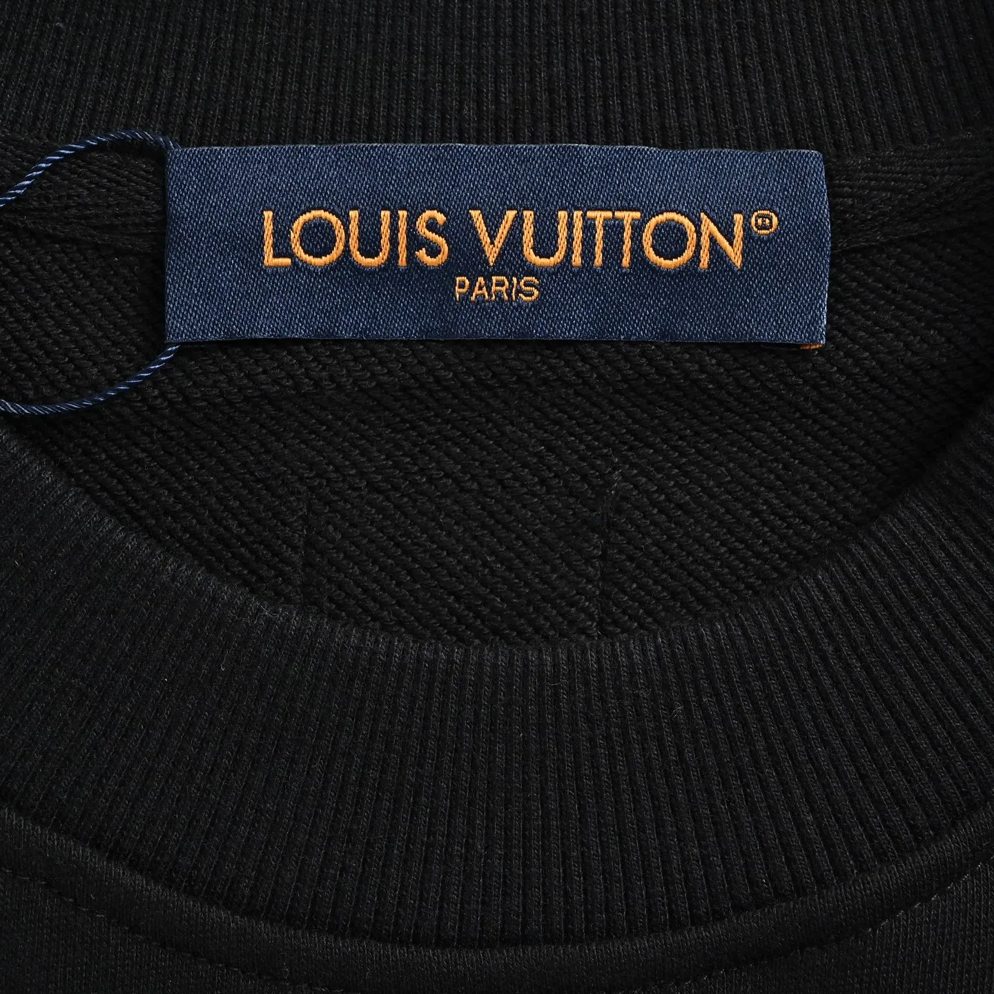 Louis Vuitton/Louis Vuitton leather label letter embroidered crew neck sweatshirt